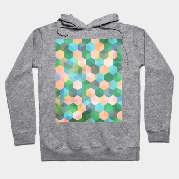 Child's Play - hexagon pattern in mint green, pink, peach & aqua Hoodie by micklyn